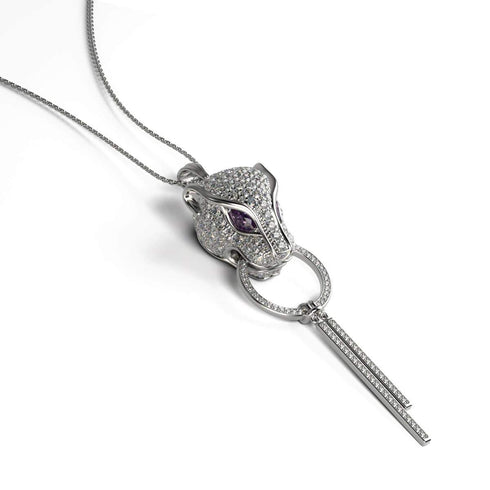 Panthera von Keysi Sayago | 18 Karat Weißgold | Halskette mit Zirkonia-Kristallen